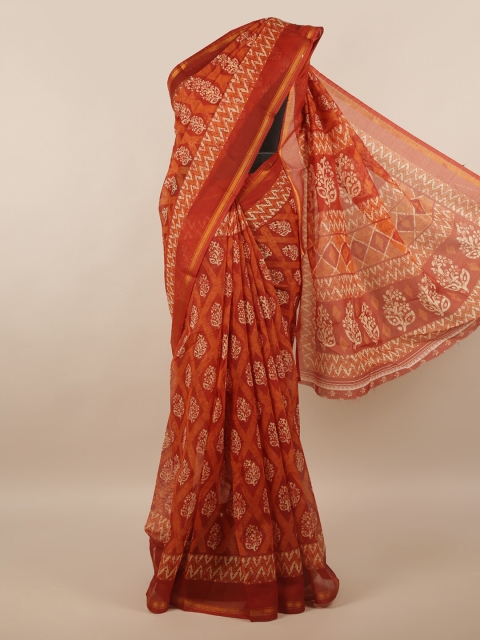 

Pothys Rust & White Woven Design Saree