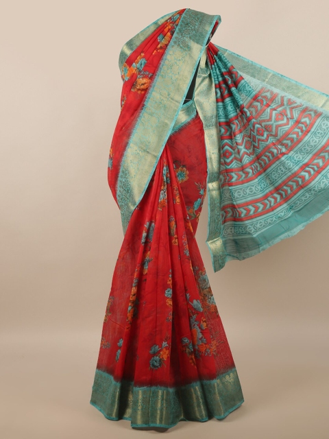 

Pothys Red & Blue Floral Zari Saree
