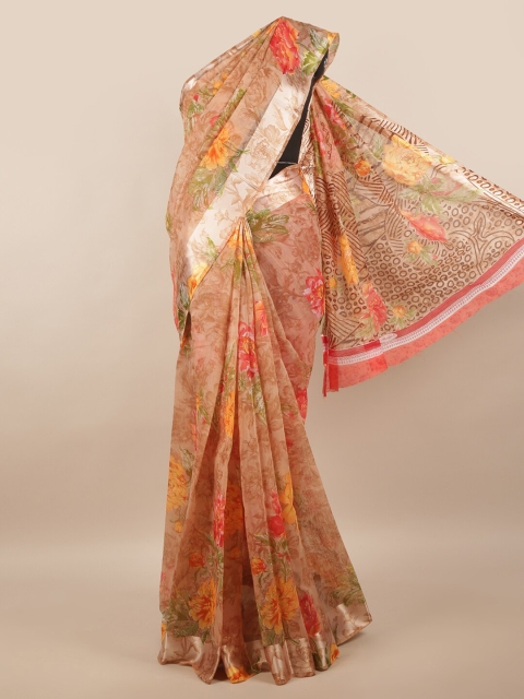 

Pothys Brown & Pink Floral Saree