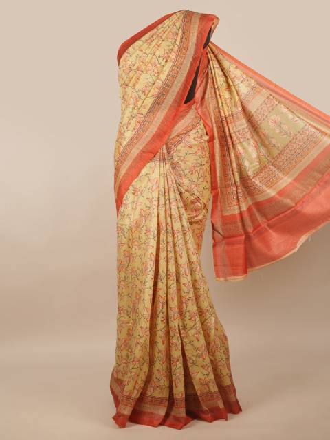 

Pothys Yellow & Orange Ethnic Motifs Saree
