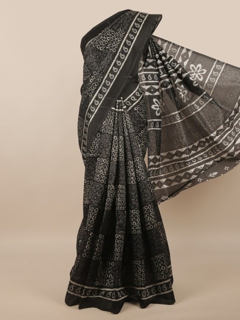 

Pothys Black & Off White Geometric Printed Saree