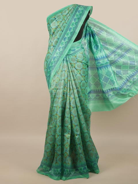

Pothys Green & Blue Floral Saree
