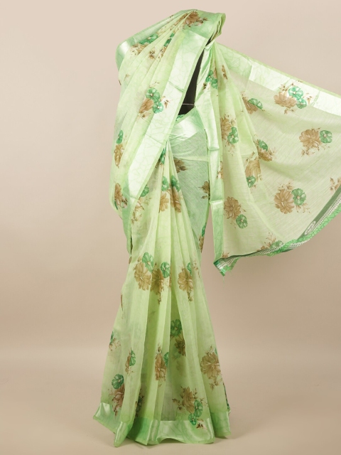 

Pothys Green & Brown Floral Saree