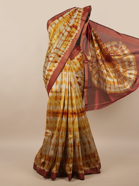 

Pothys Yellow & Brown Floral Saree