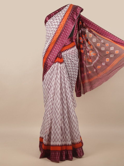 

Pothys White & Mauve Printed Saree