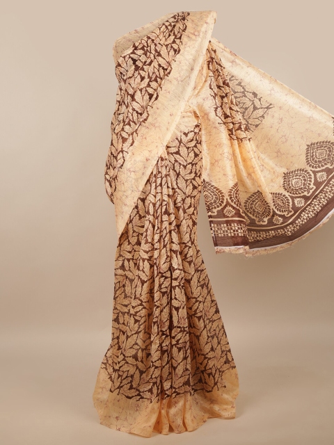 

Pothys Brown & Peach-Coloured Floral Printed Saree