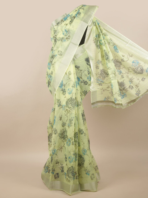 

Pothys Green & Blue Floral Saree