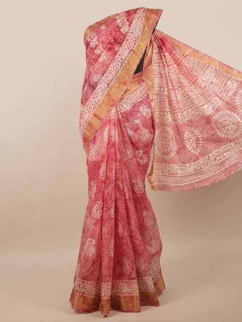 

Pothys Pink & White Floral Saree