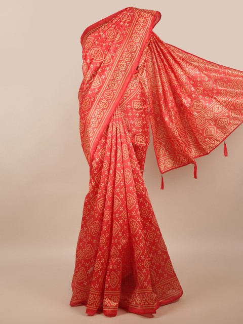 

Pothys Red & White Bandhani Saree