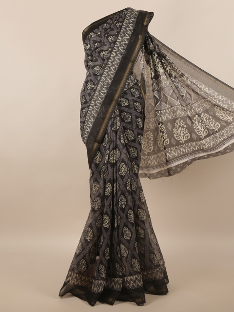 

Pothys Black & White Floral Printed Saree