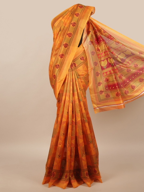 

Pothys Orange & Green Ethnic Motifs Saree