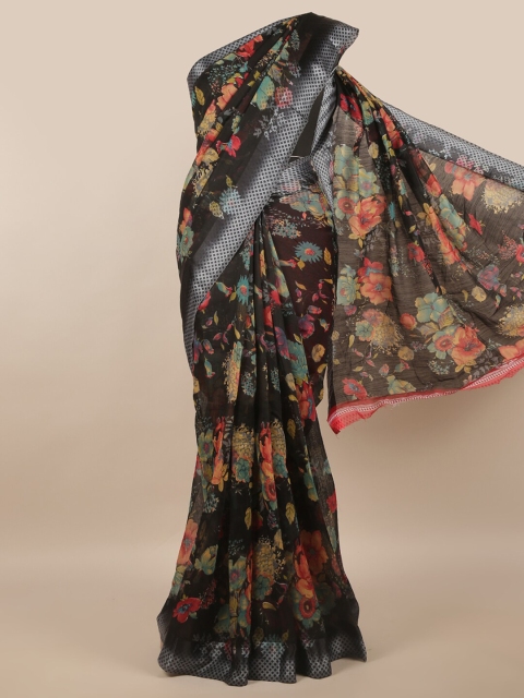 

Pothys Black Floral Printed Cotton Blend Saree