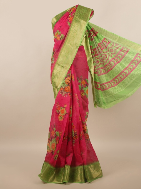 

Pothys Pink & Green Floral Saree