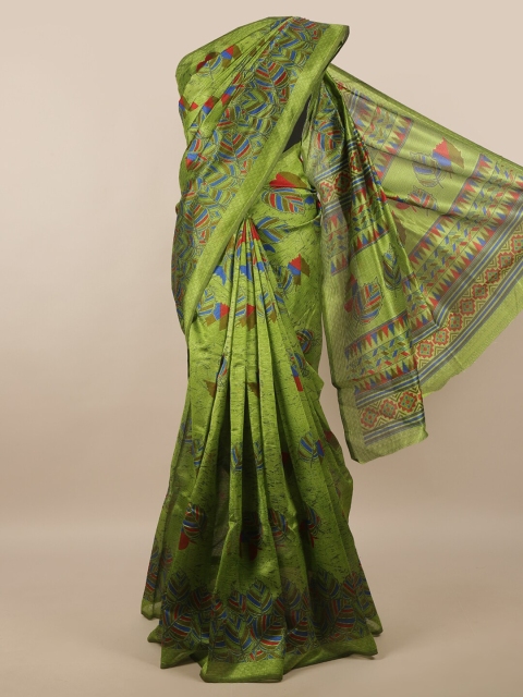 

Pothys Green & Red Floral Saree