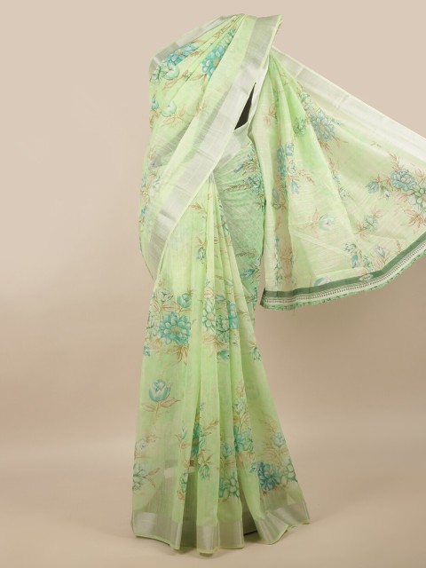 

Pothys Green & Blue Floral Zari Saree