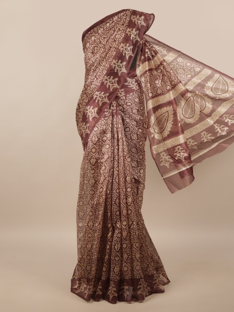 

Pothys Brown & White Floral Saree