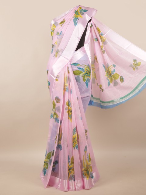 

Pothys Pink & Yellow Floral Zari Saree