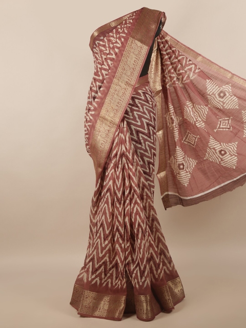 

Pothys Burgundy & Beige Geometric Printed Cotton Blend Saree, Purple