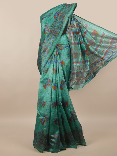 

Pothys Green & Red Floral Saree