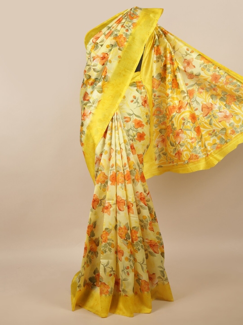 

Pothys Yellow & Orange Floral Saree