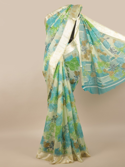 

Pothys Green & Blue Floral Saree