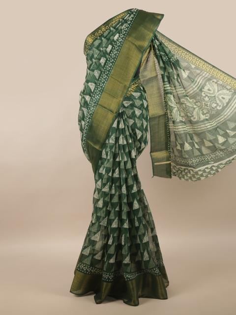 

Pothys Green & Cream-Coloured Woven Design Saree