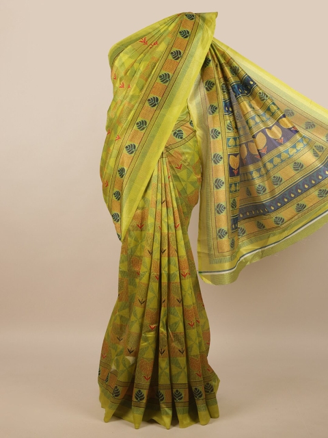 

Pothys Green & Red Geometric Printed Saree