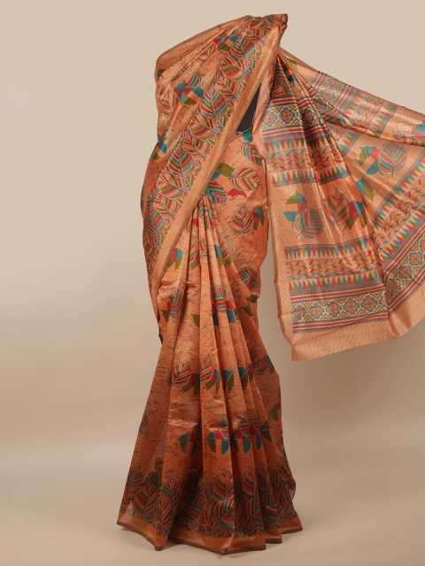 

Pothys Orange & Blue Floral Printed Saree