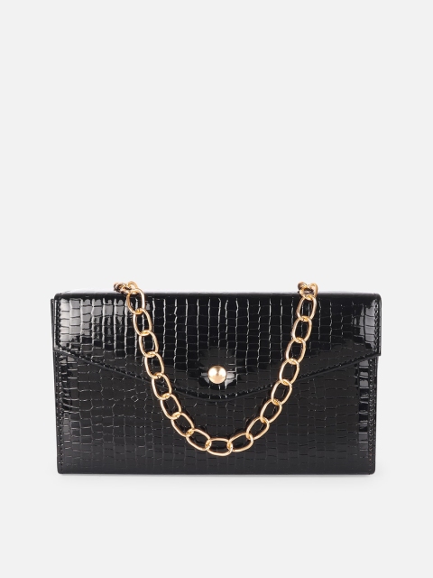 

ATHLISIS Black Textured PU Structured Sling Bag