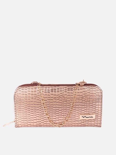 

ATHLISIS Women Rose Gold Textured Sling Zip Around Wallet