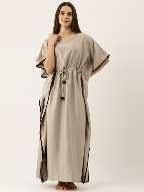 

Bannos Swagger Grey Solid Maxi Kaftan Nightdress