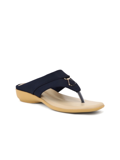 

FOOTSOUL Women Blue T-Strap Flats