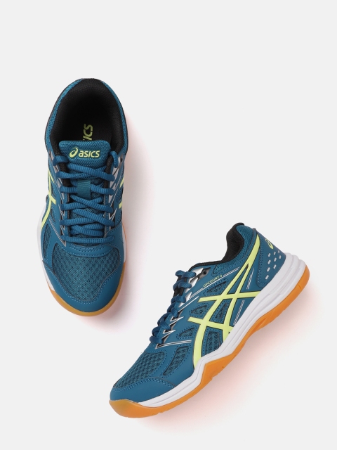 

ASICS Kids Teal Blue Woven Design Upcourt 4 GS Running Non-Marking Shoes