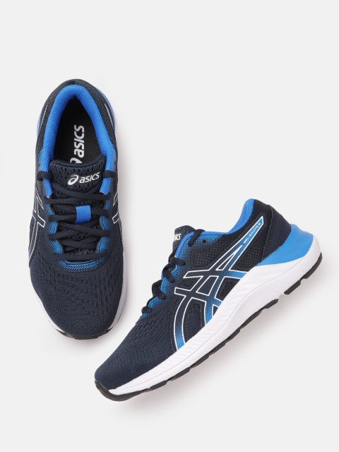 

ASICS Kids Navy Blue Woven Design Gel Excite 8 GS Running Shoes