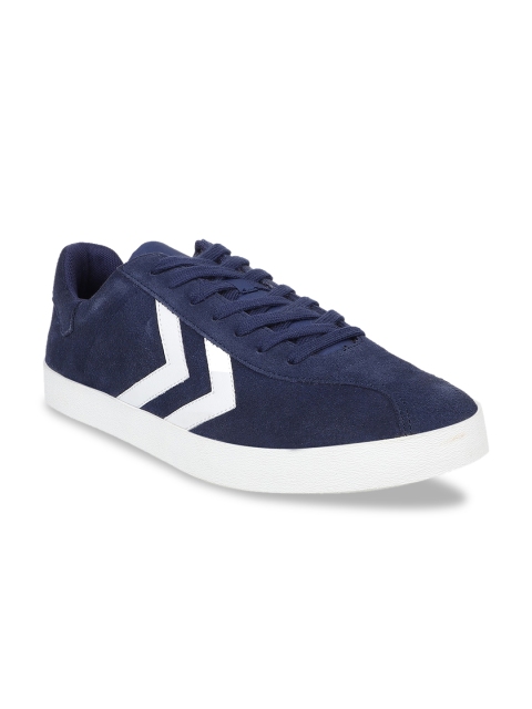 

hummel Unisex Navy Blue Striped Suede Sneakers