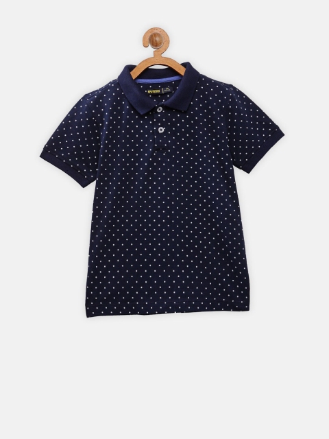 

NYNSH Boys Navy Blue Printed Polo Collar T-shirt