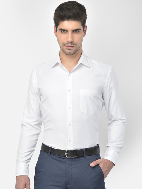 

Richlook Men White Opaque Cotton Blend Formal Shirt