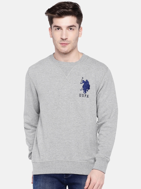 

U.S. Polo Assn. Men Grey Solid Sweatshirt
