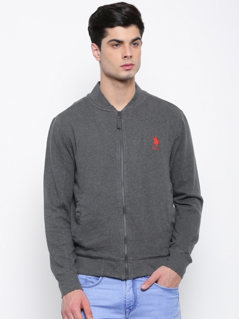 

U.S. Polo Assn. Men Charcoal Grey Solid Sweatshirt