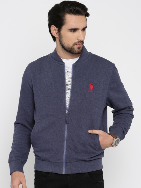 

U.S. Polo Assn. Men Blue Solid Hooded Sweatshirt