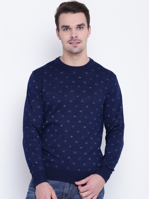 

U.S. Polo Assn. Men Navy Printed Sweater, Navy blue