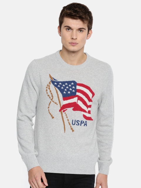 

U.S. Polo Assn. Denim Co. Men Grey Printed Pullover
