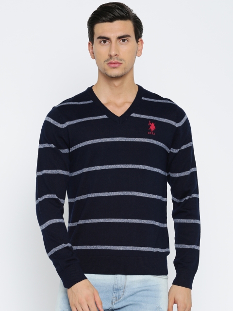 

U.S. Polo Assn. Men Navy Striped Sweater, Navy blue