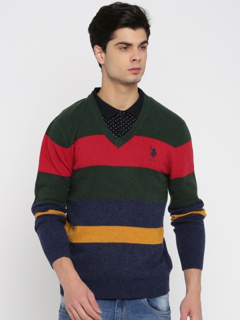 

U.S. Polo Assn. Men Multicoloured Striped Pullover Sweater, Multi