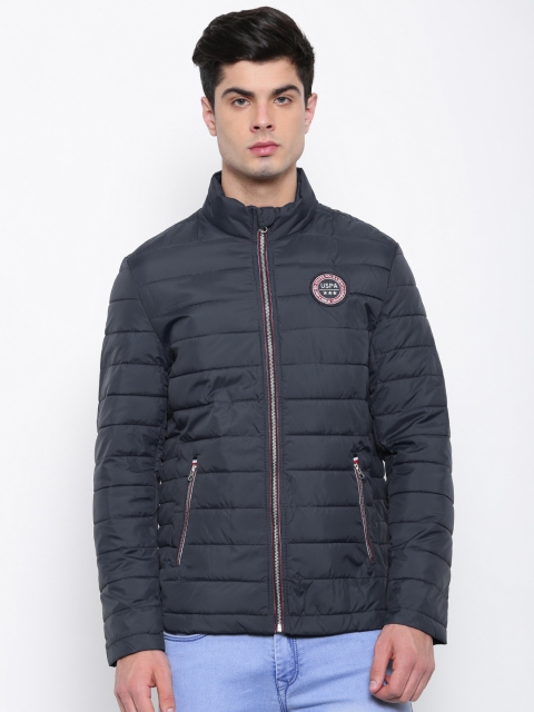 

U.S. Polo Assn. Men Navy Blue Solid Padded Jacket