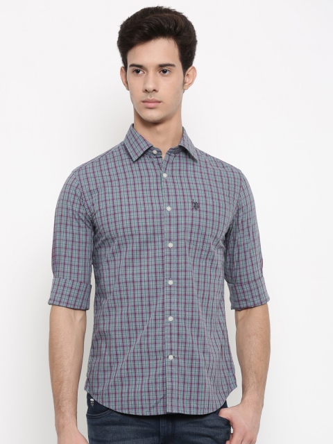 

U.S. Polo Assn. Men Grey& Maroon Regular Fit Checked Casual Shirt