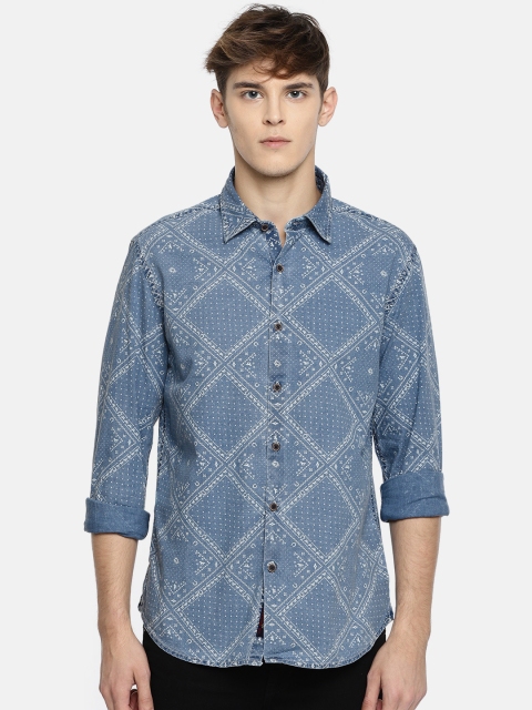 

U.S. Polo Assn. Men Blue Regular Fit Printed Casual Shirt