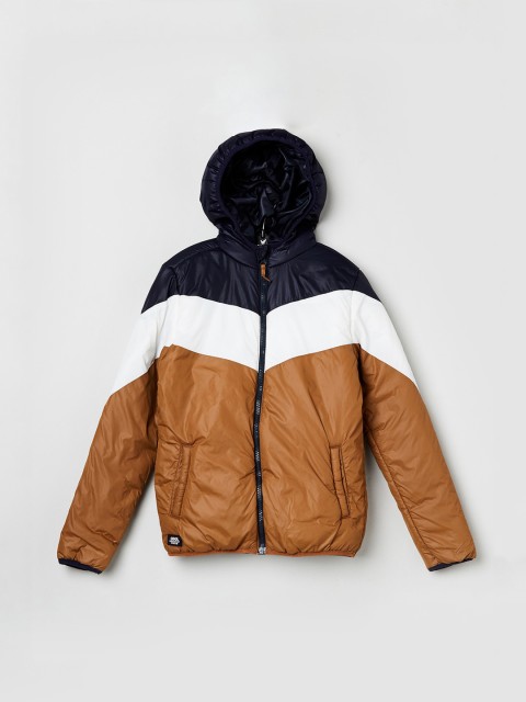 

max Boys Beige Black Colourblocked Windcheater Padded Jacket