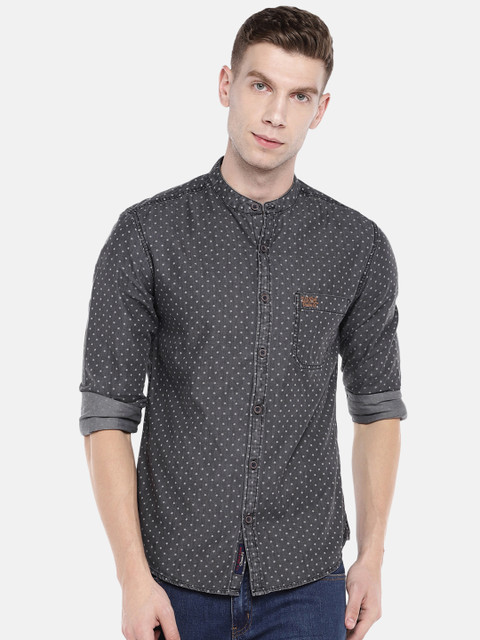 

U.S. Polo Assn. Denim Co. Men Charcoal Grey Regular Fit Printed Casual Shirt