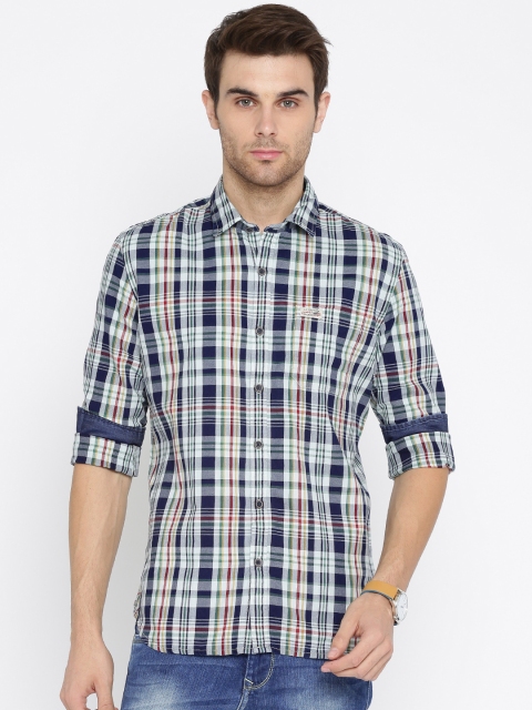 

U.S. Polo Assn. Men Blue & Green Regular Fit Checked Casual Shirt
